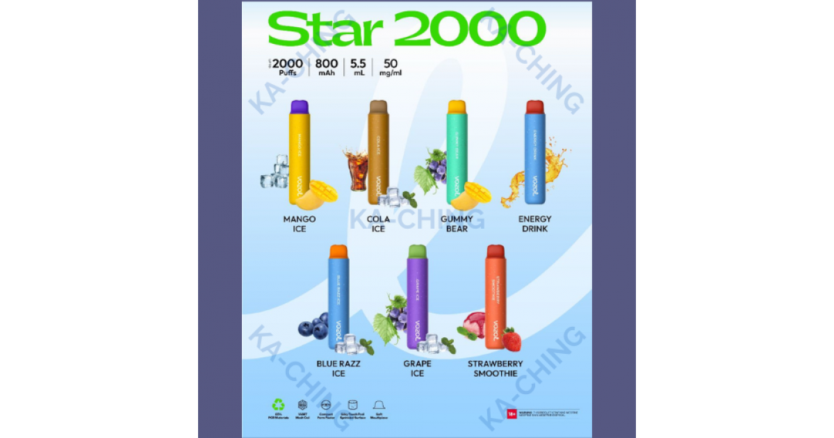 VOZOL - STAR 2000 - 2000 PUFFS - 5% NIC - Grape Ice | DotDune