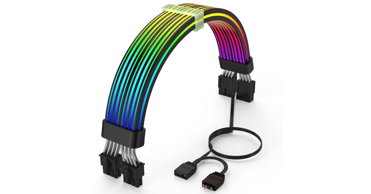 RGB PC Cables,Strimmer 2 * 8 pin PSU Extension Cable,5V 3Pin Sync ARGB ...